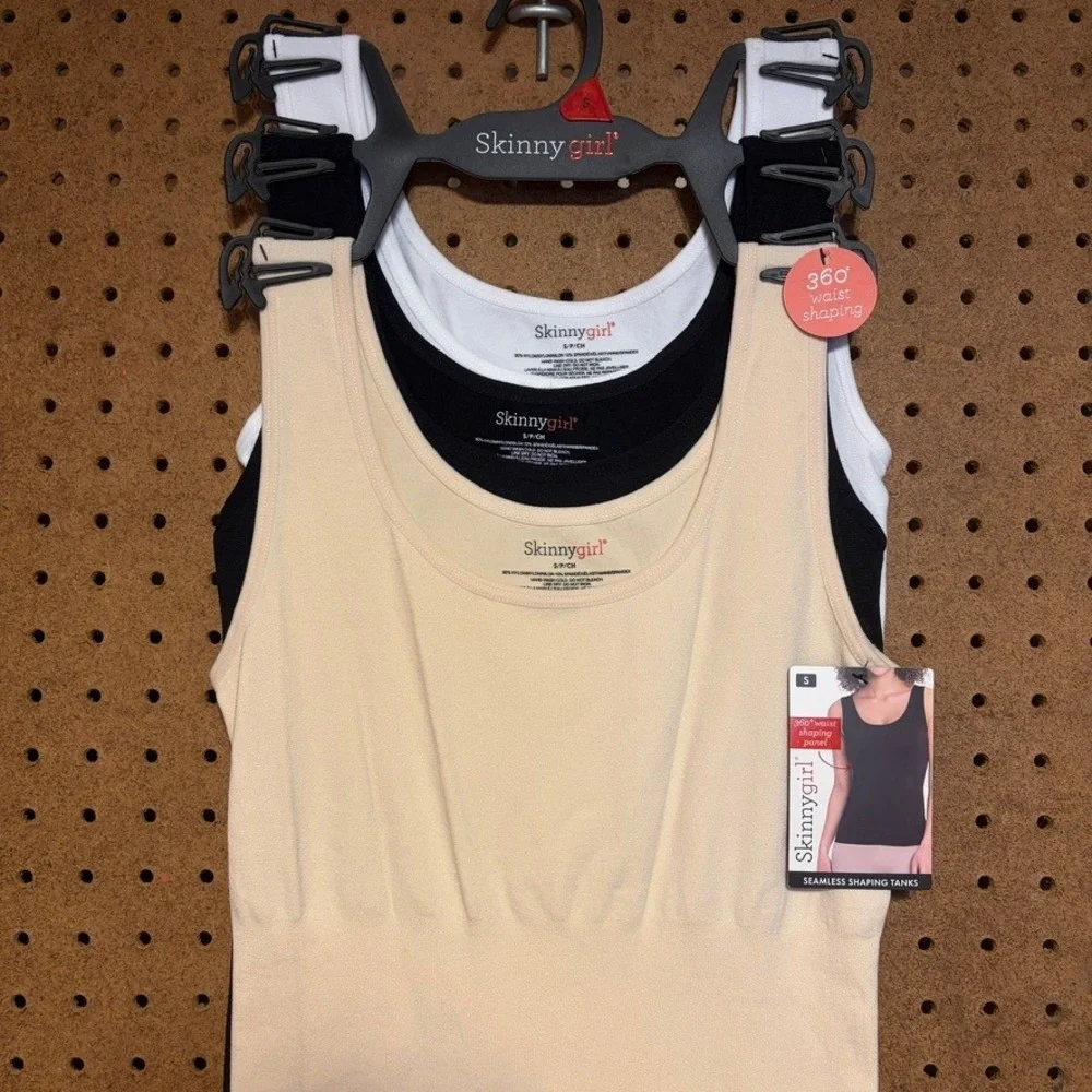Skinnygirl Seamless Shaping Tanks 3PK Small Black White Nude SG7483 NWT